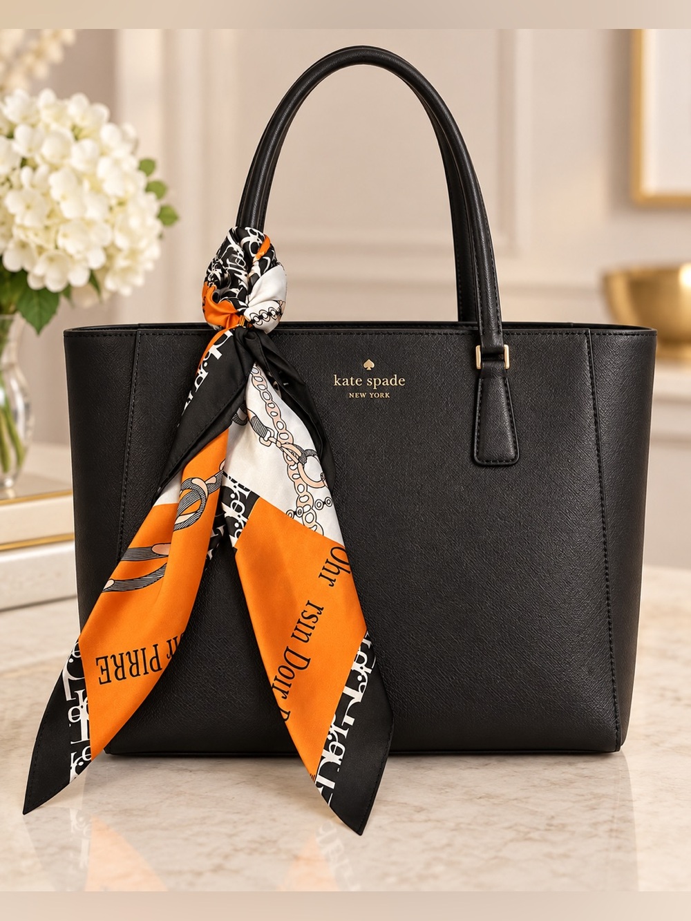 Orange & Black Halloween Chic Purse Scarf Bag Wrap